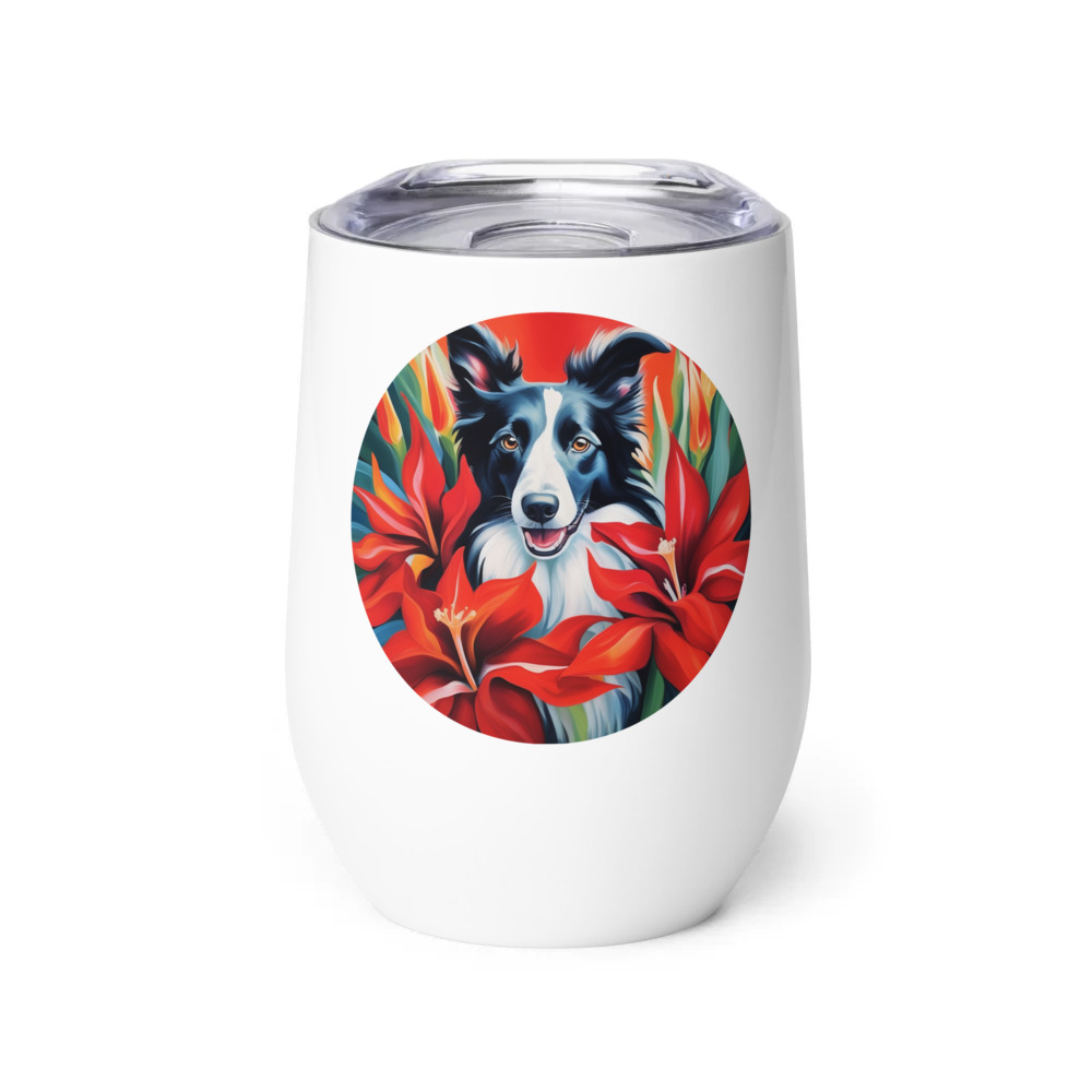 PugMug Custom Border Collie Wine Tumbler