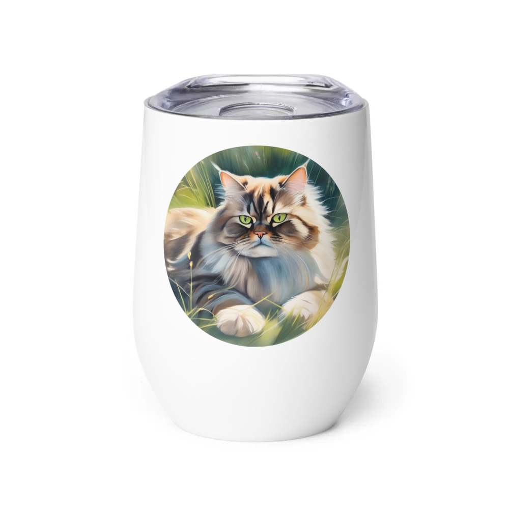 PugMug Custom Tabby Persian Cat Wine Tumbler