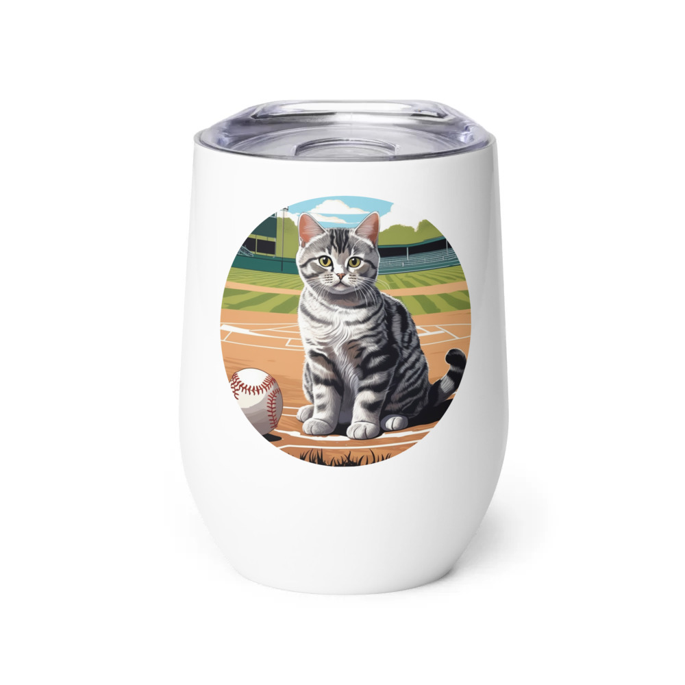 PugMug Custom Tabby British Shorthair Cat Wine Tumbler
