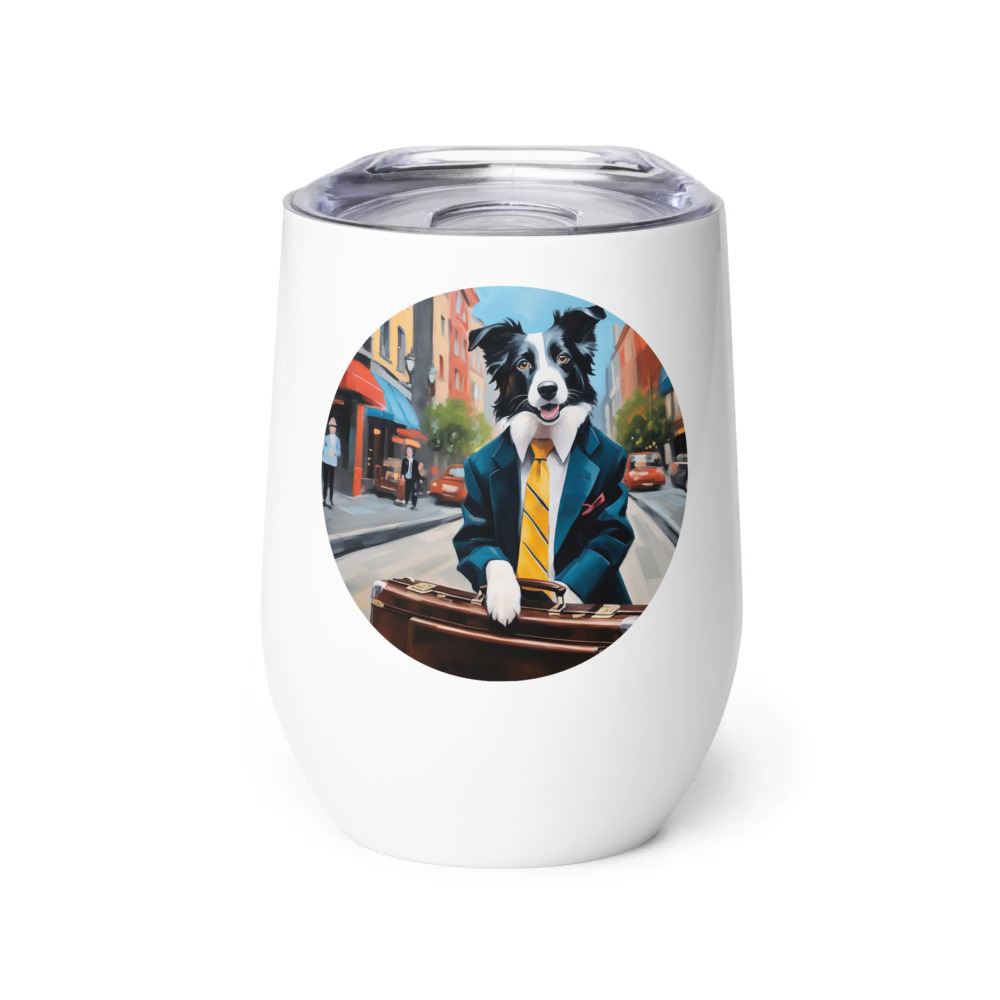 PugMug Custom Border Collie Wine Tumbler