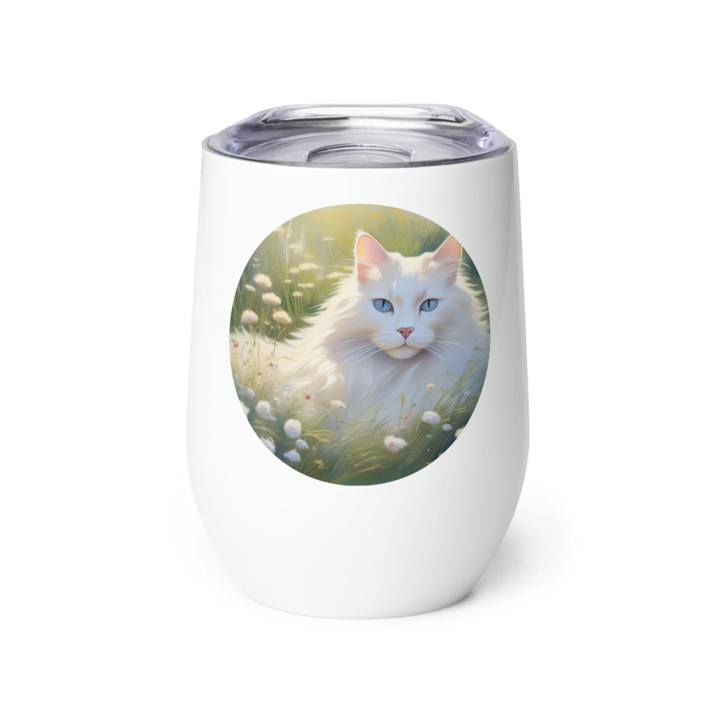 PugMug Custom White Ragdoll Cat Wine Tumbler