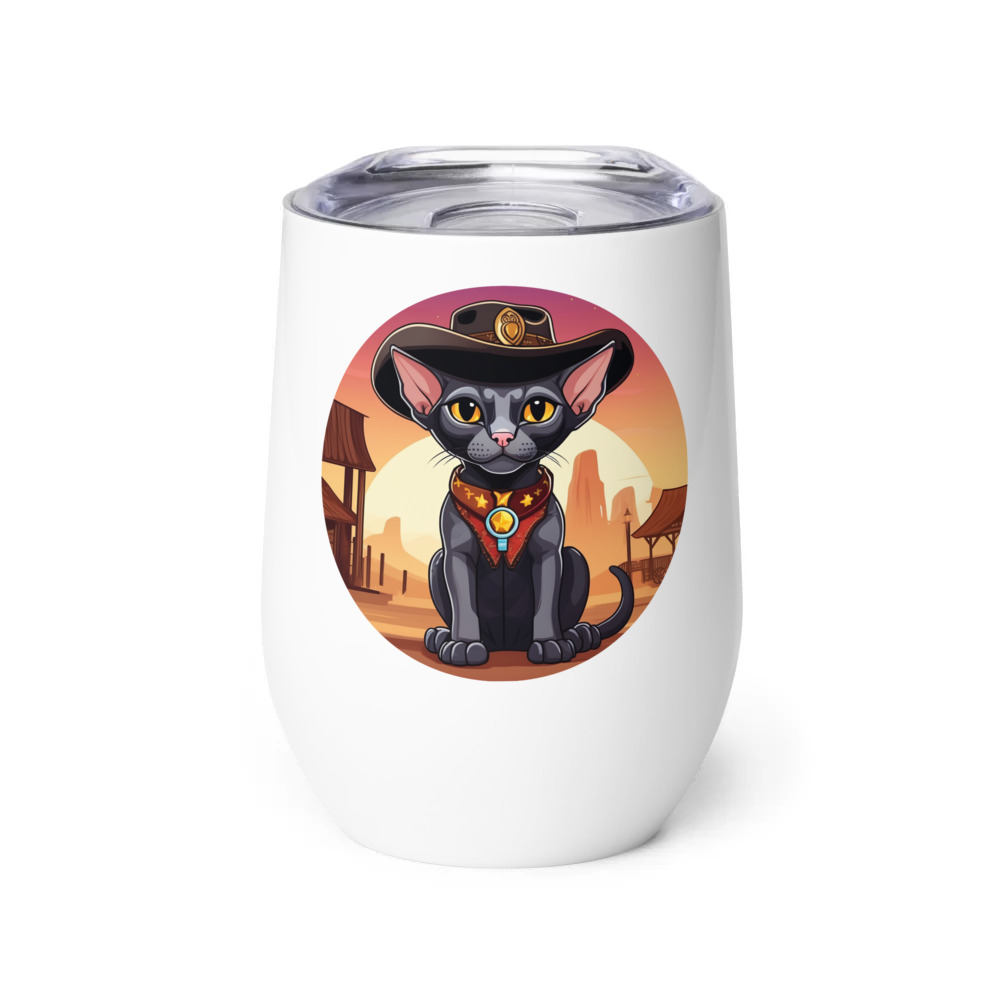 PugMug Custom Black Sphynx Cat Wine Tumbler