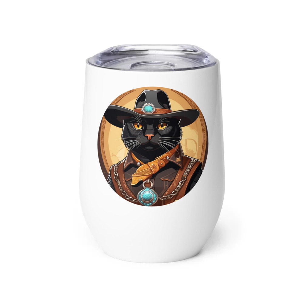 PugMug Custom Black Exotic Cat Wine Tumbler