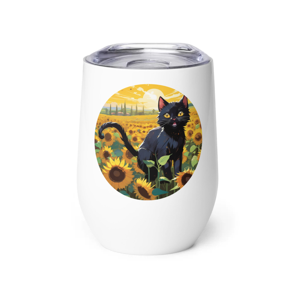 PugMug Custom Black Exotic Cat Wine Tumbler