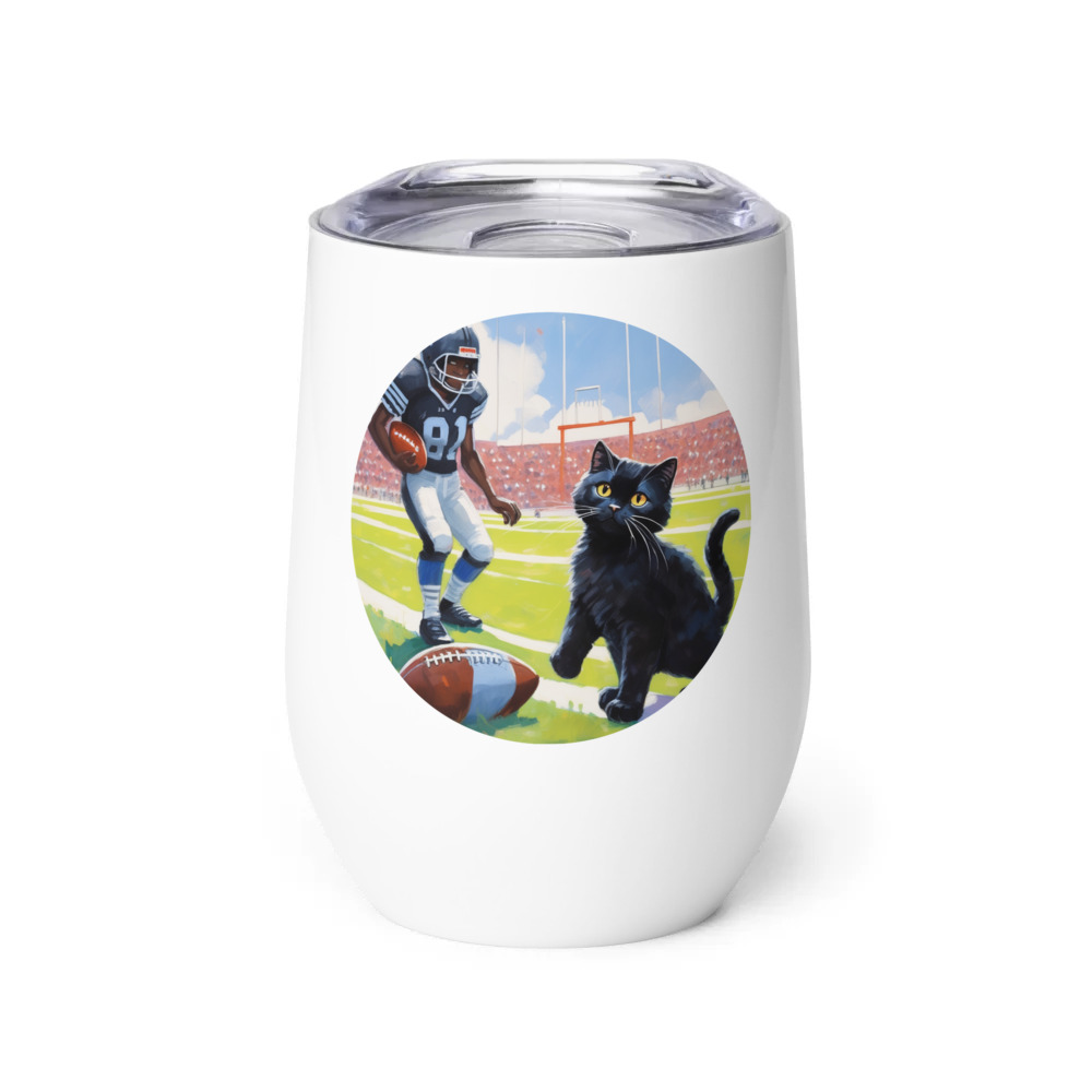 PugMug Custom Black Scottish Fold Cat Wine Tumbler