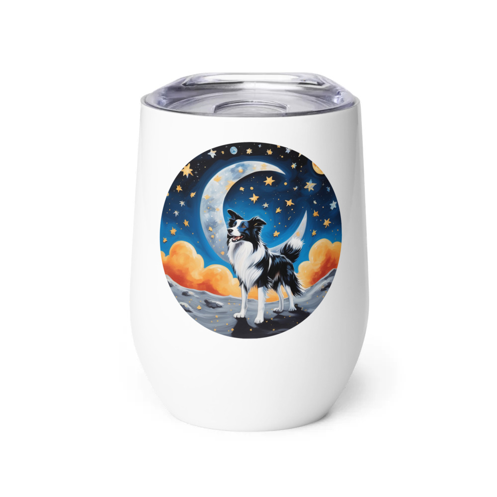 PugMug Custom Border Collie Wine Tumbler