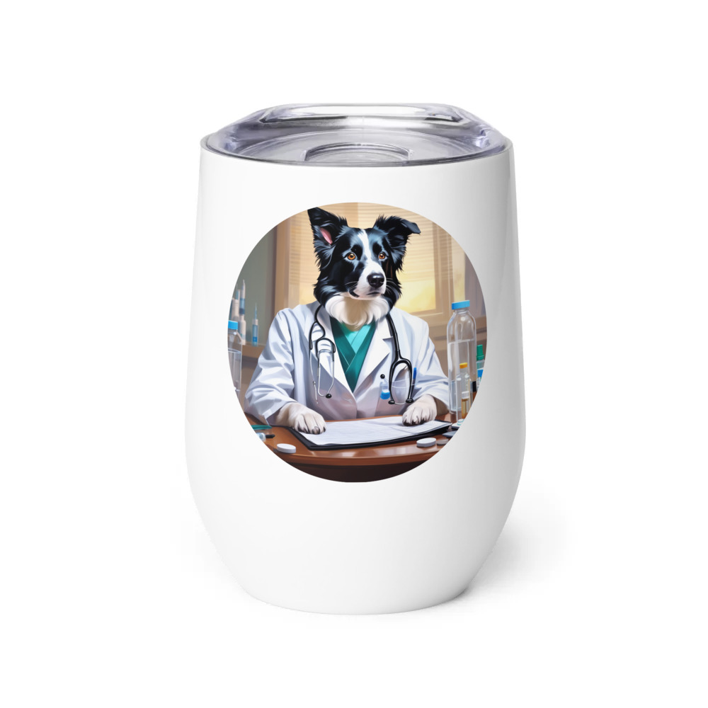 PugMug Custom Border Collie Wine Tumbler