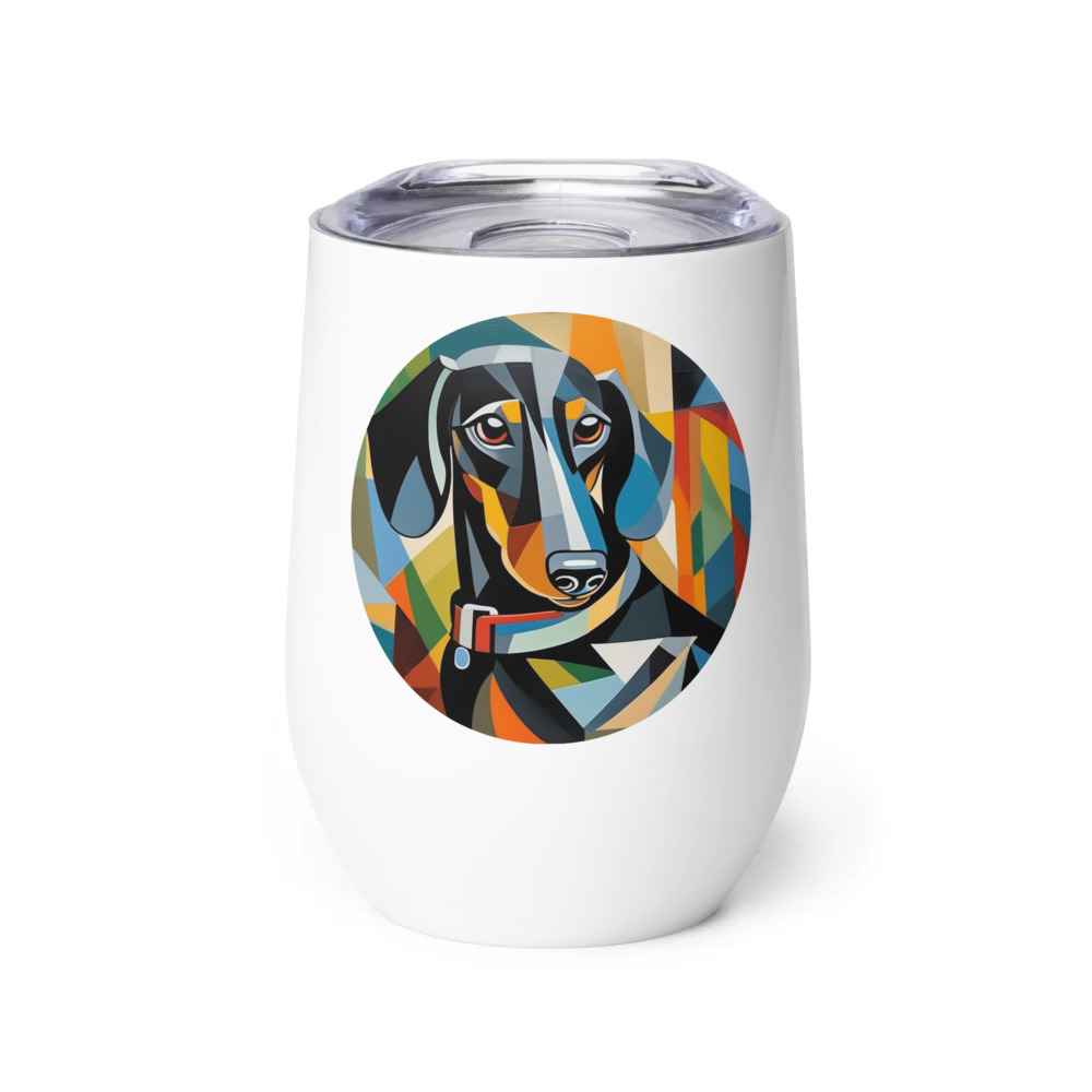 PugMug Custom Black Dachshund Wine Tumbler