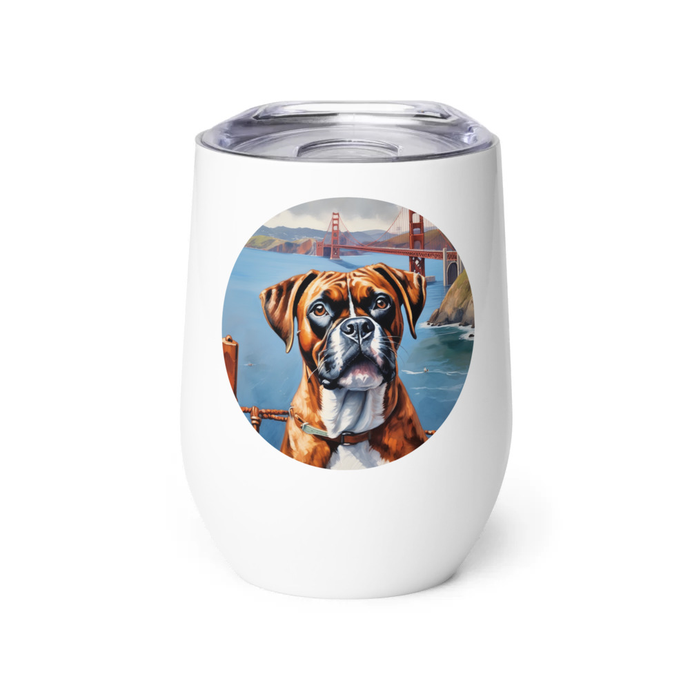 PugMug Custom Boxer Dog Wine Tumbler