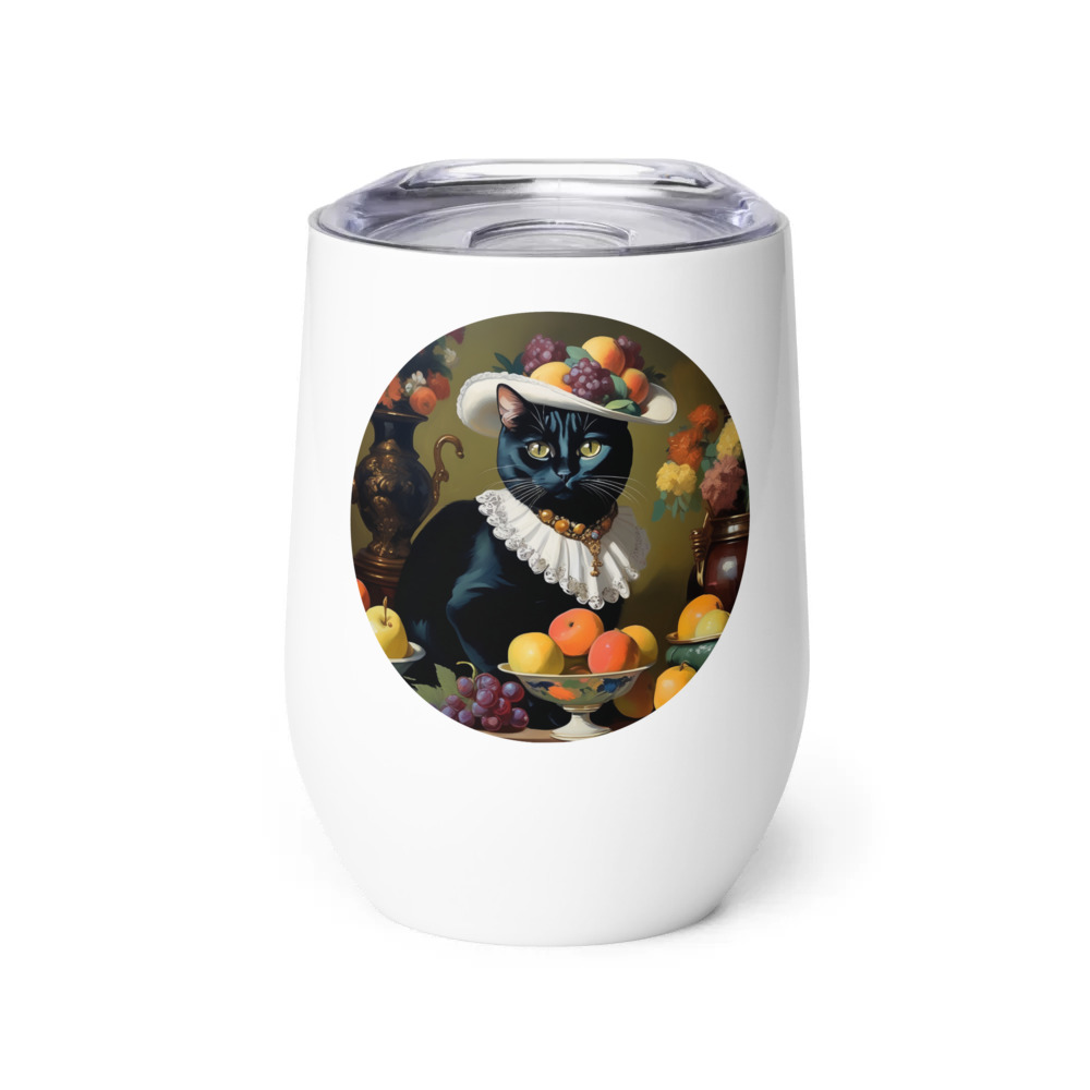 PugMug Custom Black American Shorthair Cat Wine Tumbler