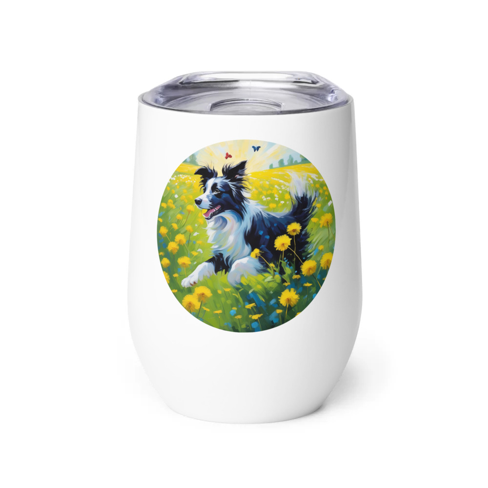 PugMug Custom Border Collie Wine Tumbler