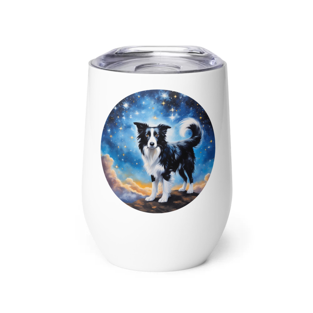 PugMug Custom Border Collie Wine Tumbler