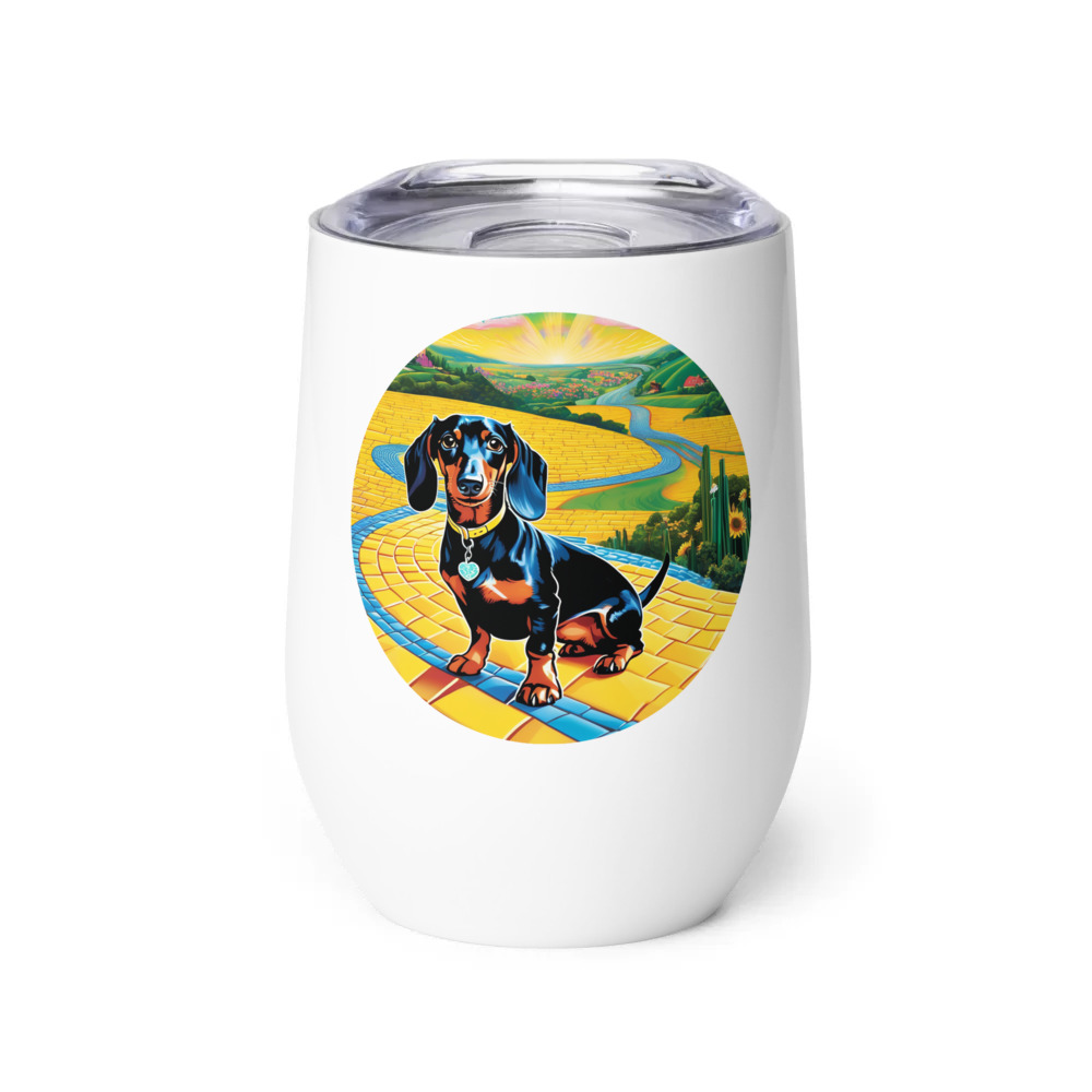 PugMug Custom Black Dachshund Wine Tumbler