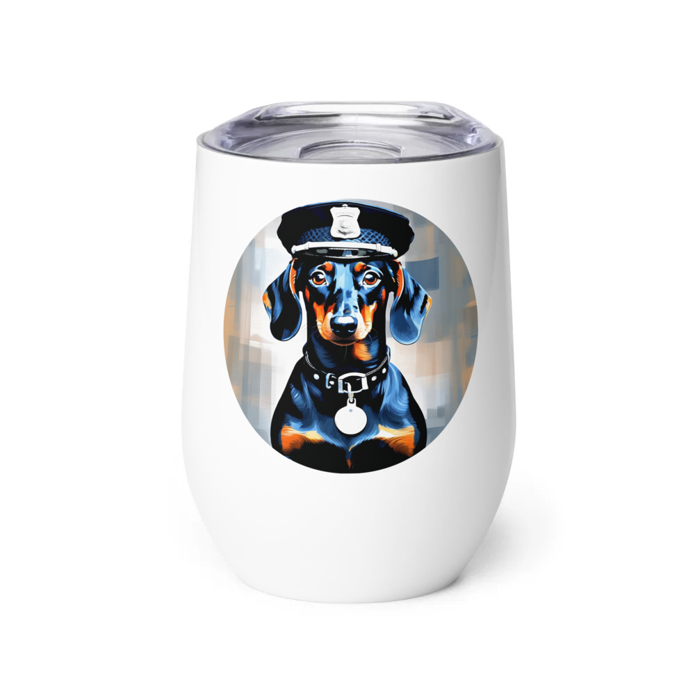 PugMug Custom Black Dachshund Wine Tumbler