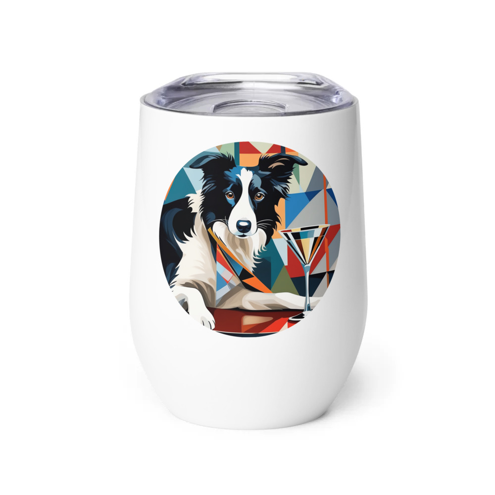 PugMug Custom Border Collie Wine Tumbler