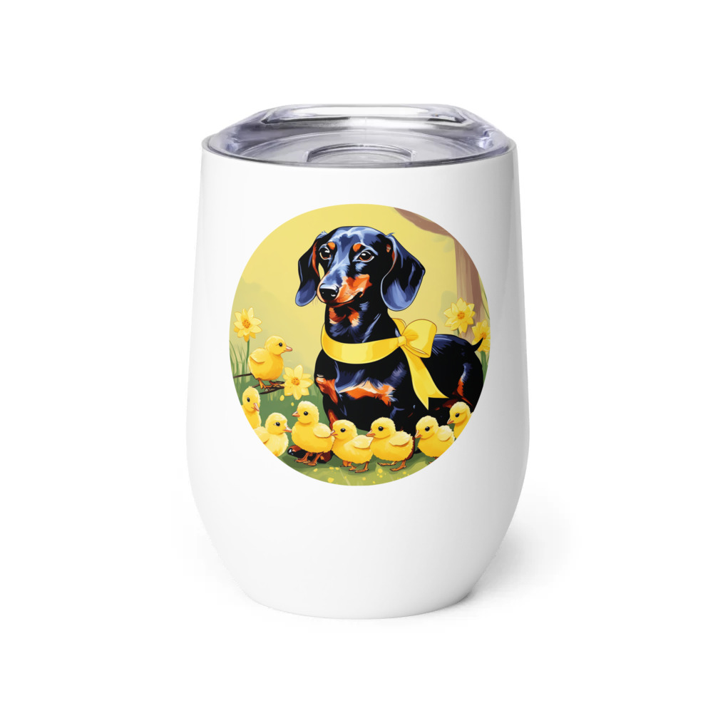 PugMug Custom Black Dachshund Wine Tumbler
