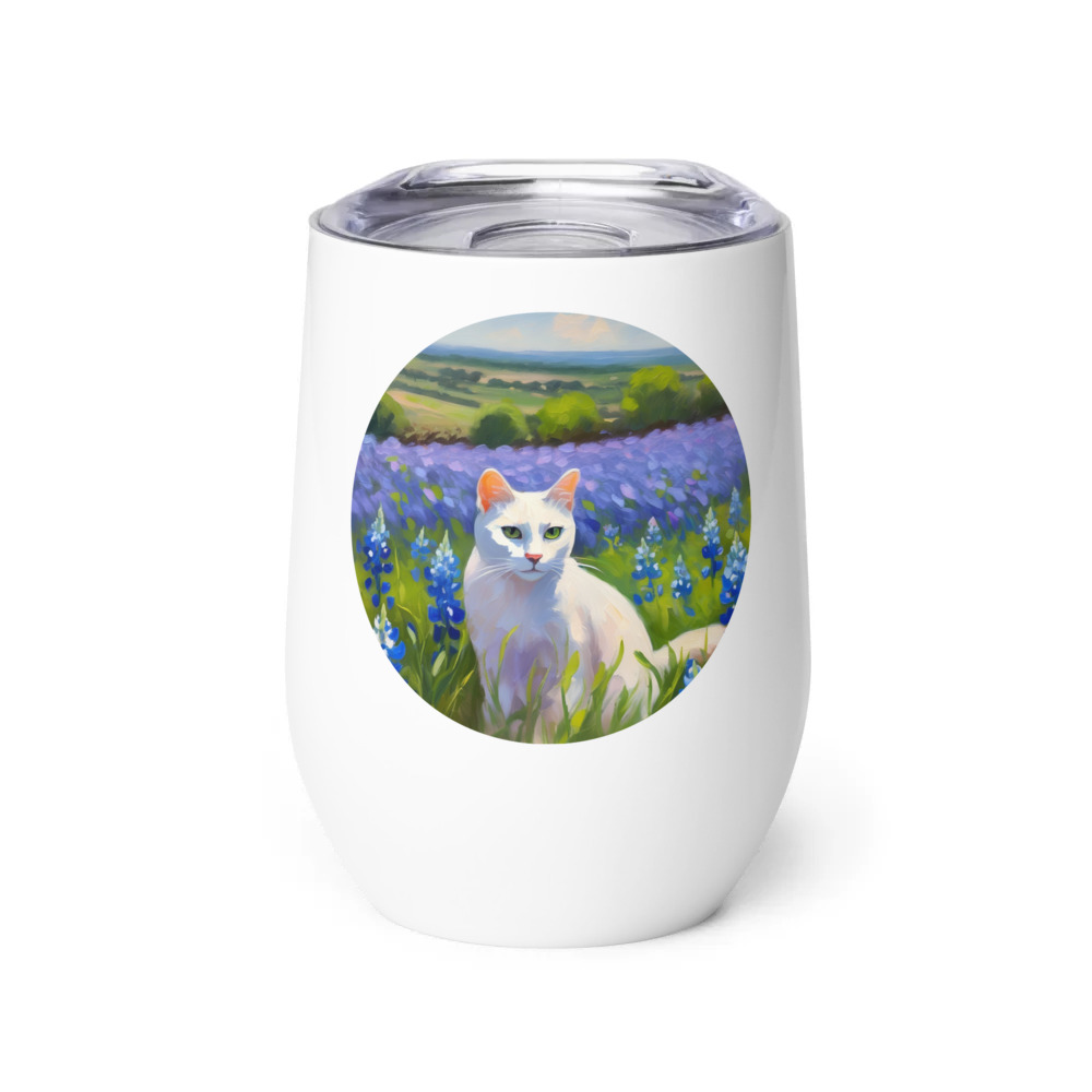PugMug Custom White Companion Cat Wine Tumbler