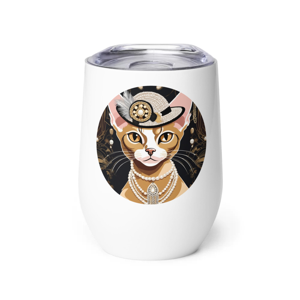 PugMug Custom Tabby Devon Rex Cat Wine Tumbler