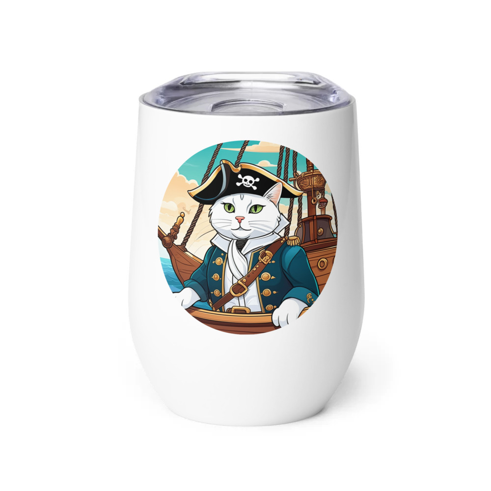 PugMug Custom White Companion Cat Wine Tumbler