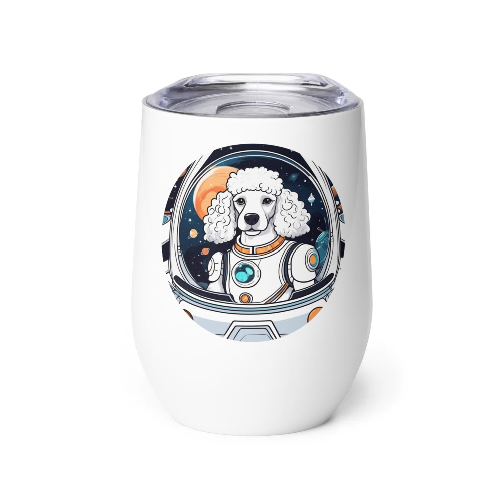 PugMug Custom White Poodle Wine Tumbler