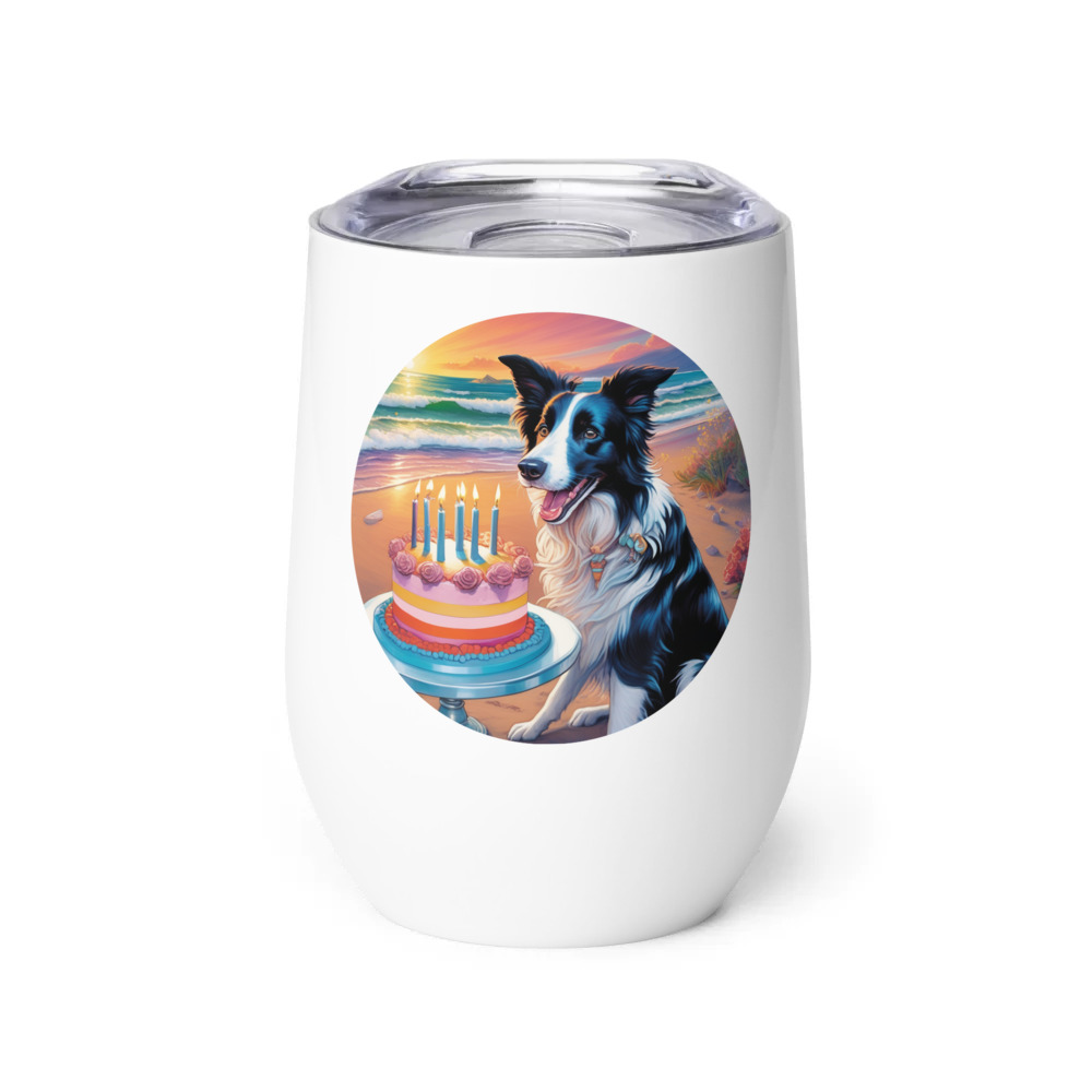 PugMug Custom Border Collie Wine Tumbler