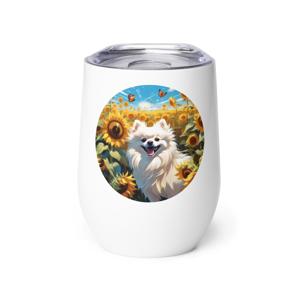 PugMug Custom White Pomeranian Wine Tumbler