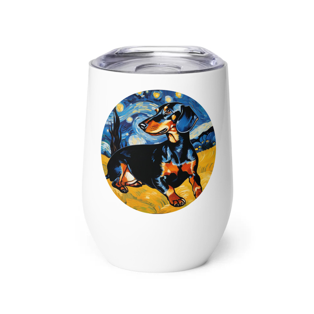 PugMug Custom Black Dachshund Wine Tumbler
