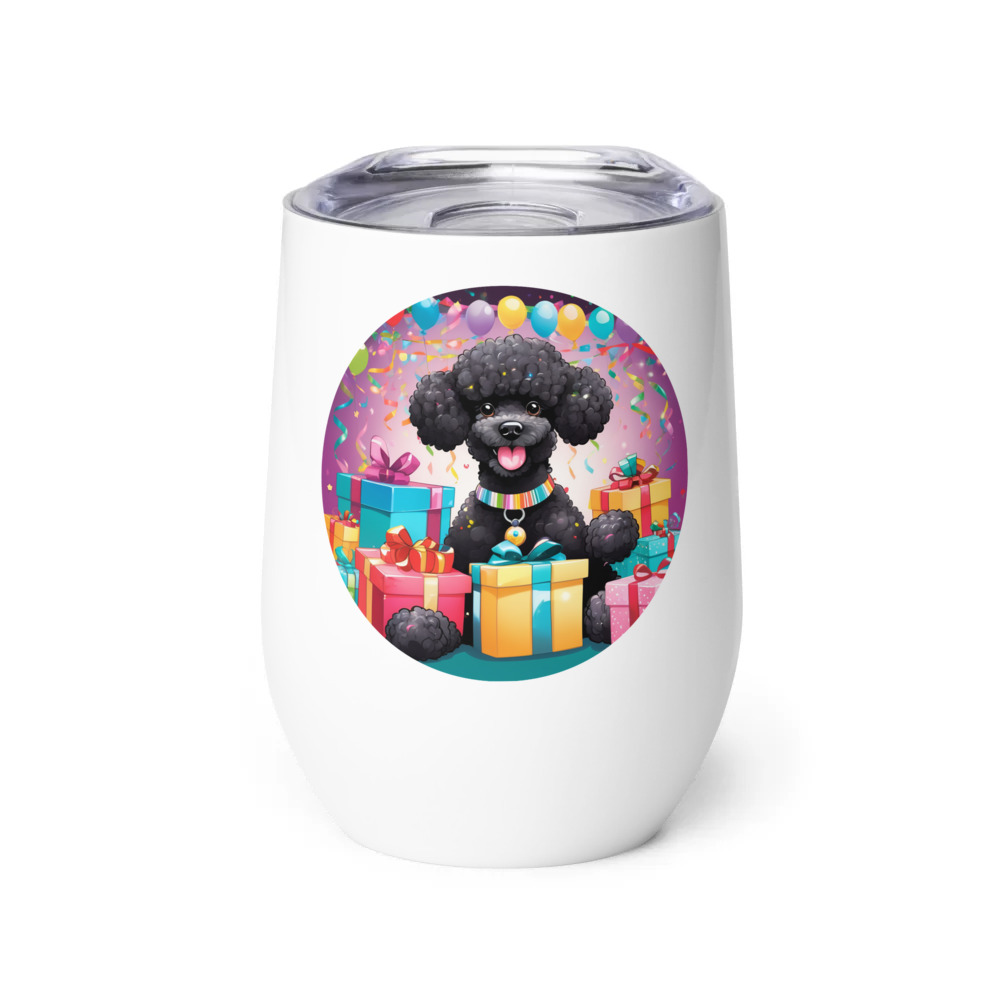 PugMug Custom Black Poodle Wine Tumbler