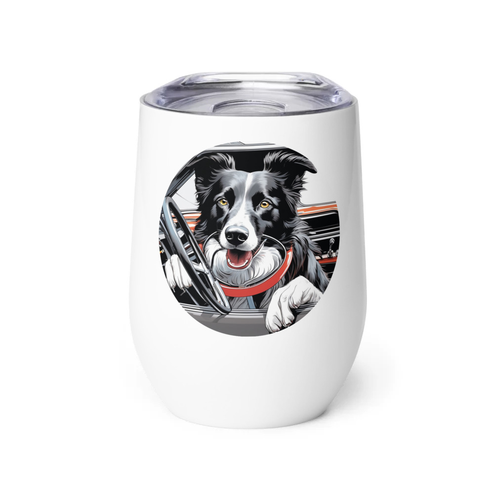 PugMug Custom Border Collie Wine Tumbler