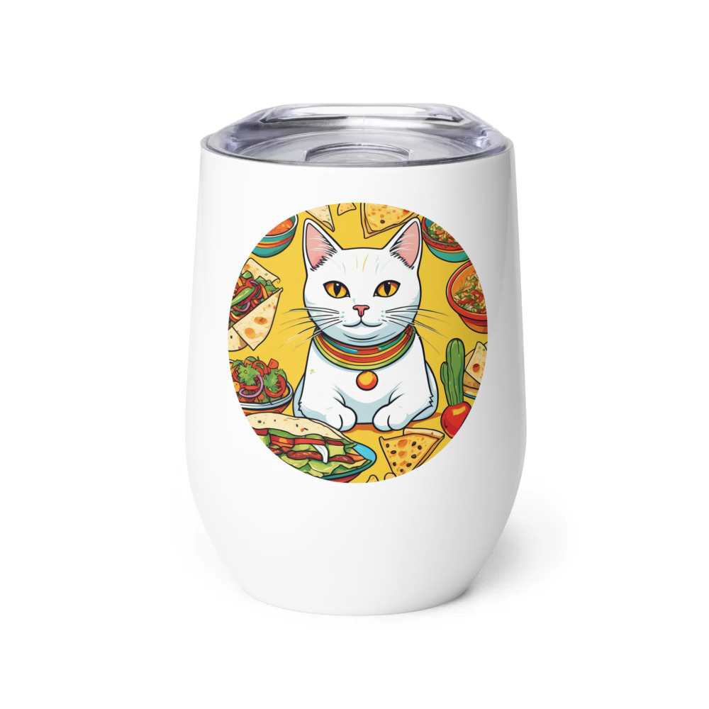 PugMug Custom White Companion Cat Wine Tumbler