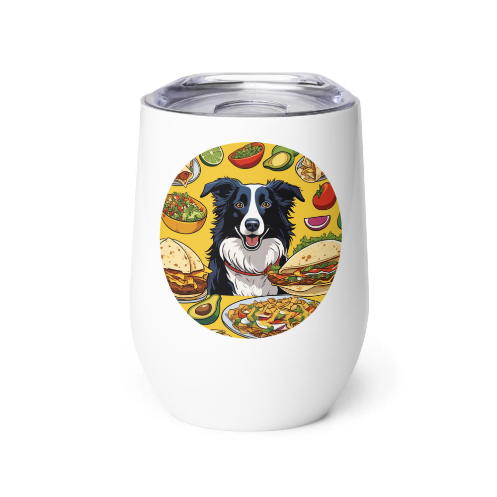 PugMug Custom Border Collie Wine Tumbler