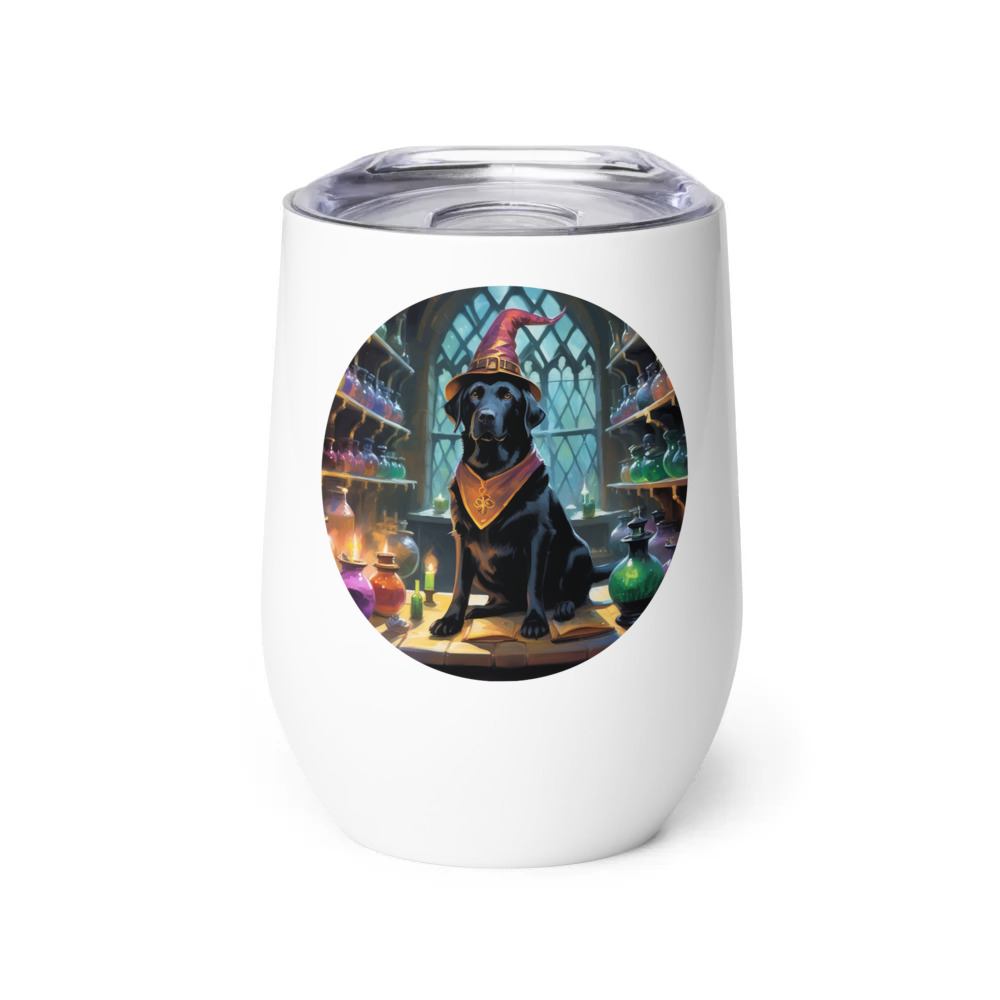 PugMug Custom Black Labrador Retriever Wine Tumbler