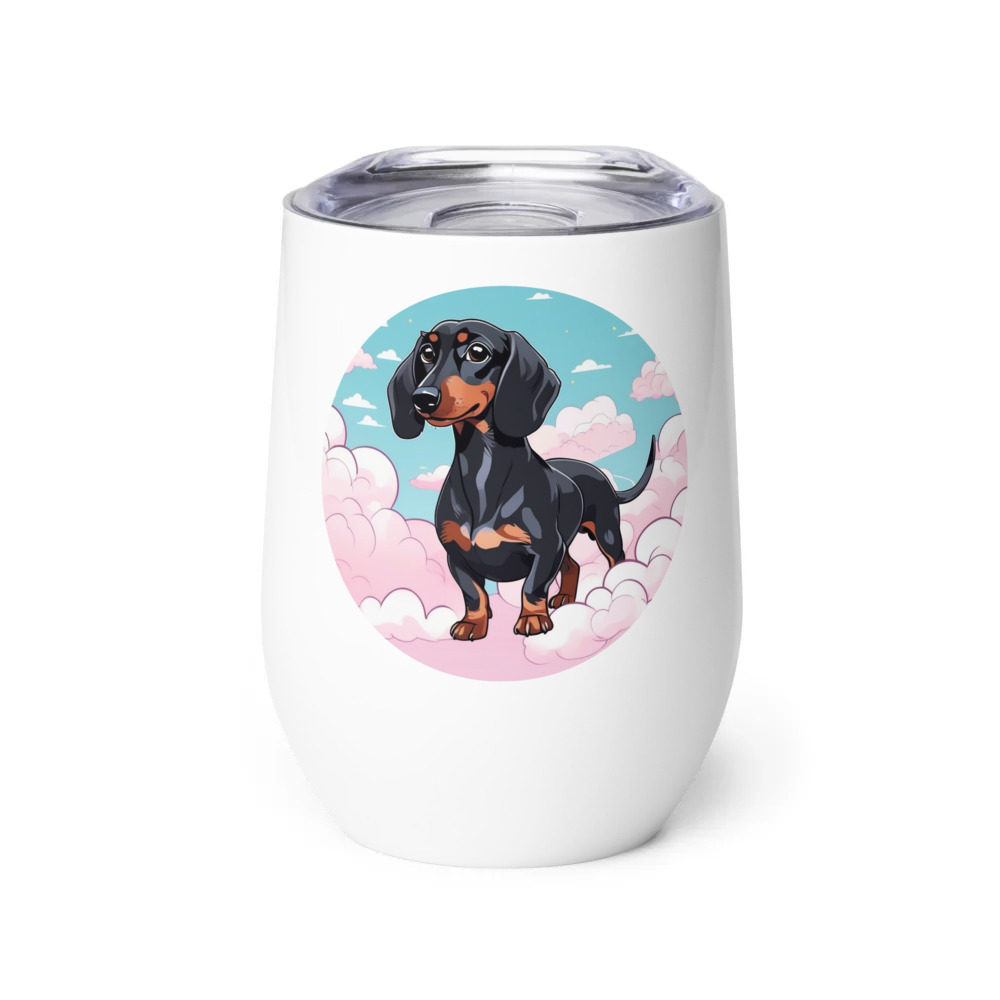 PugMug Custom Black Dachshund Wine Tumbler