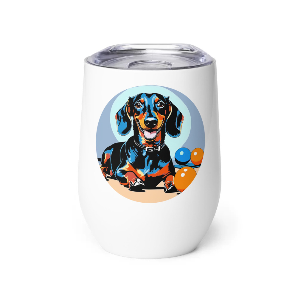 PugMug Custom Black Dachshund Wine Tumbler