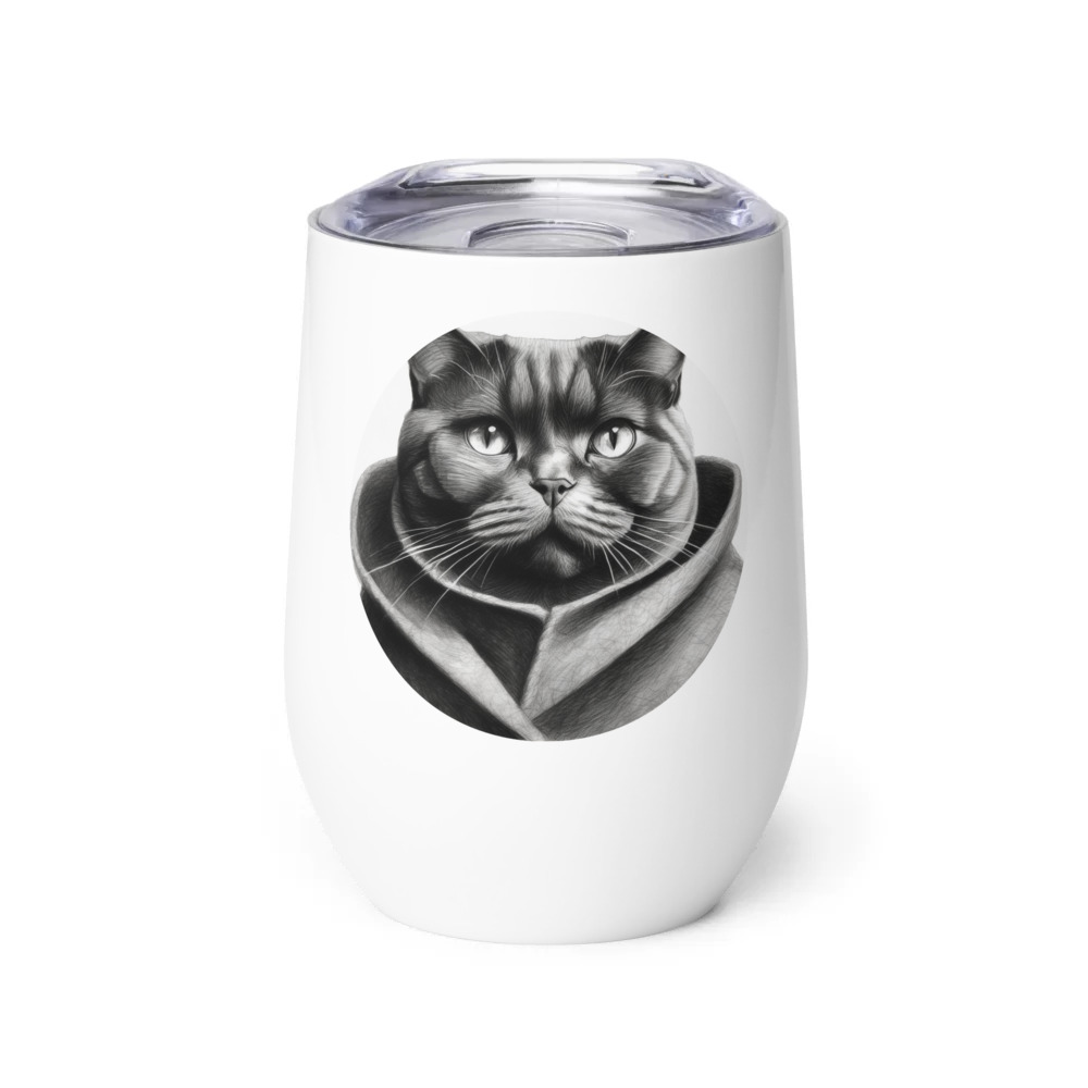 PugMug Custom Black British Shorthair Cat Wine Tumbler
