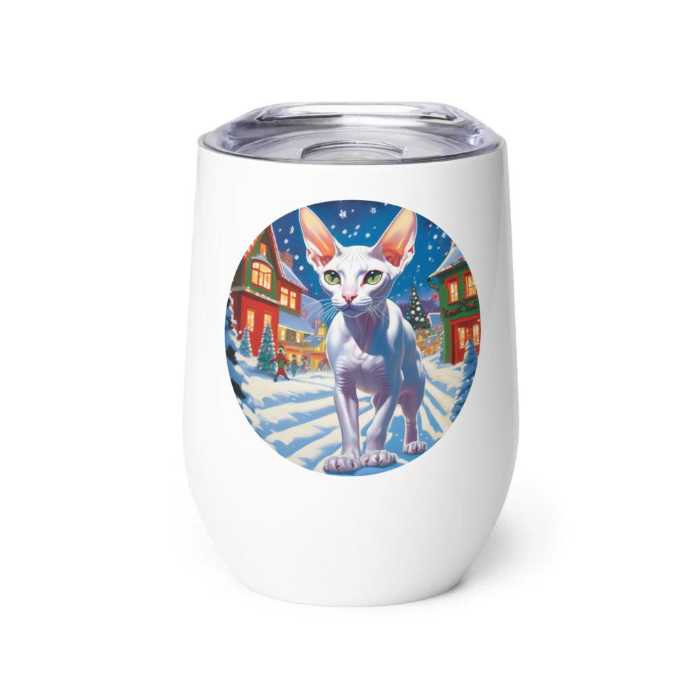 PugMug Custom White Sphynx Cat Wine Tumbler