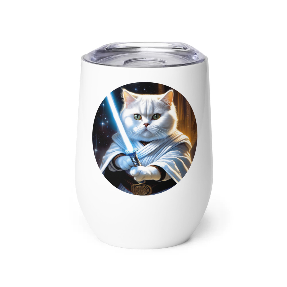 PugMug Custom White British Shorthair Cat Wine Tumbler