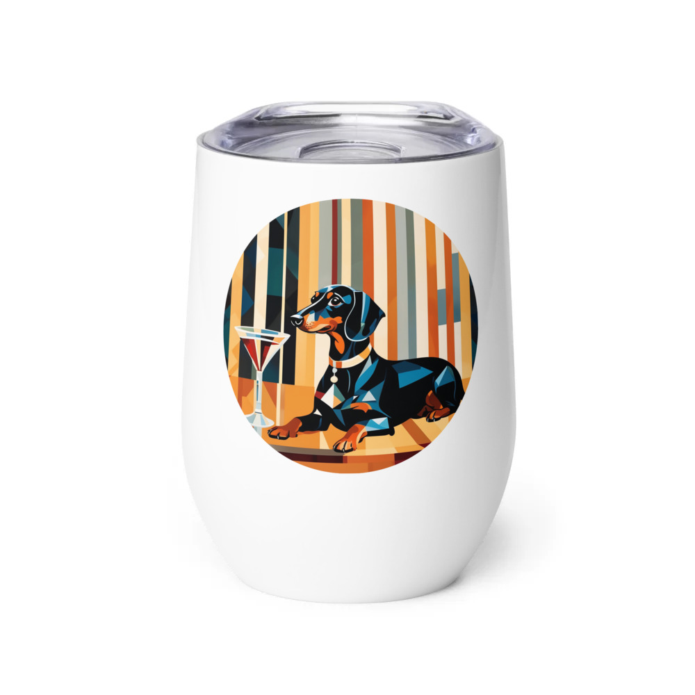 PugMug Custom Black Dachshund Wine Tumbler