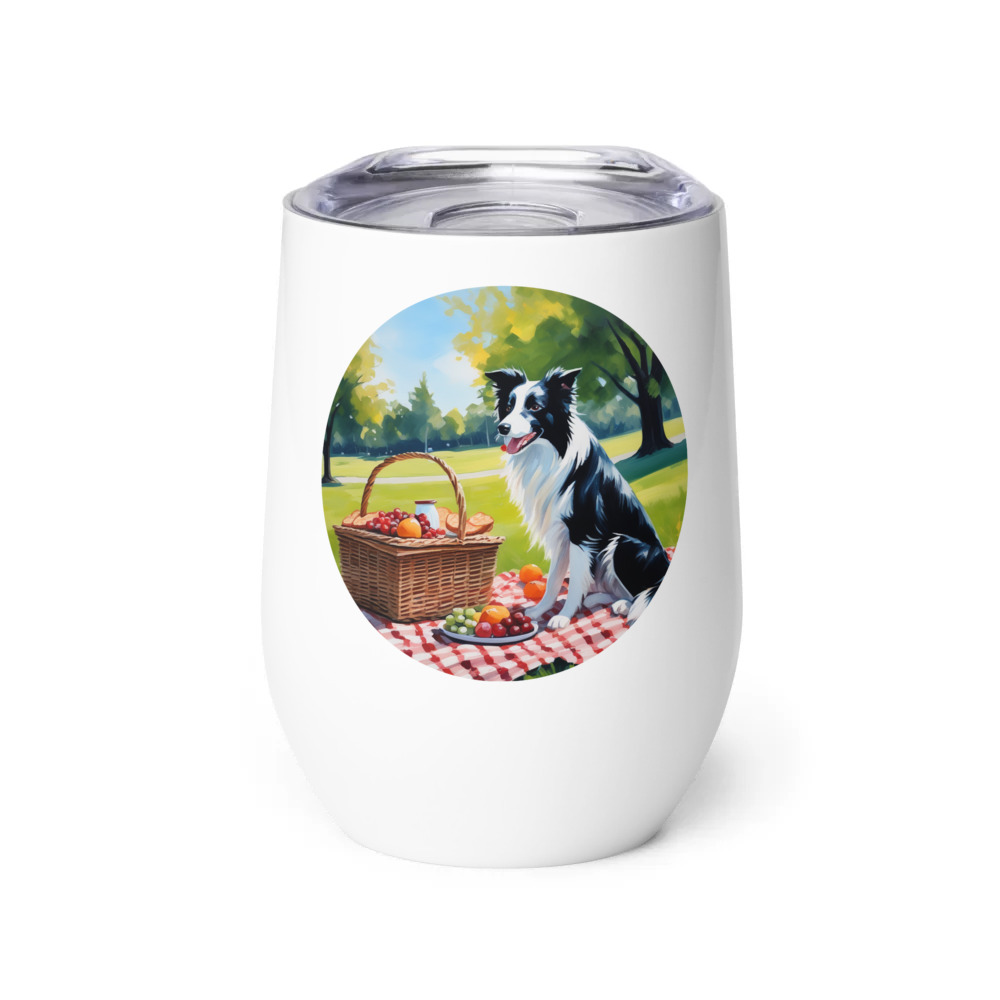 PugMug Custom Border Collie Wine Tumbler