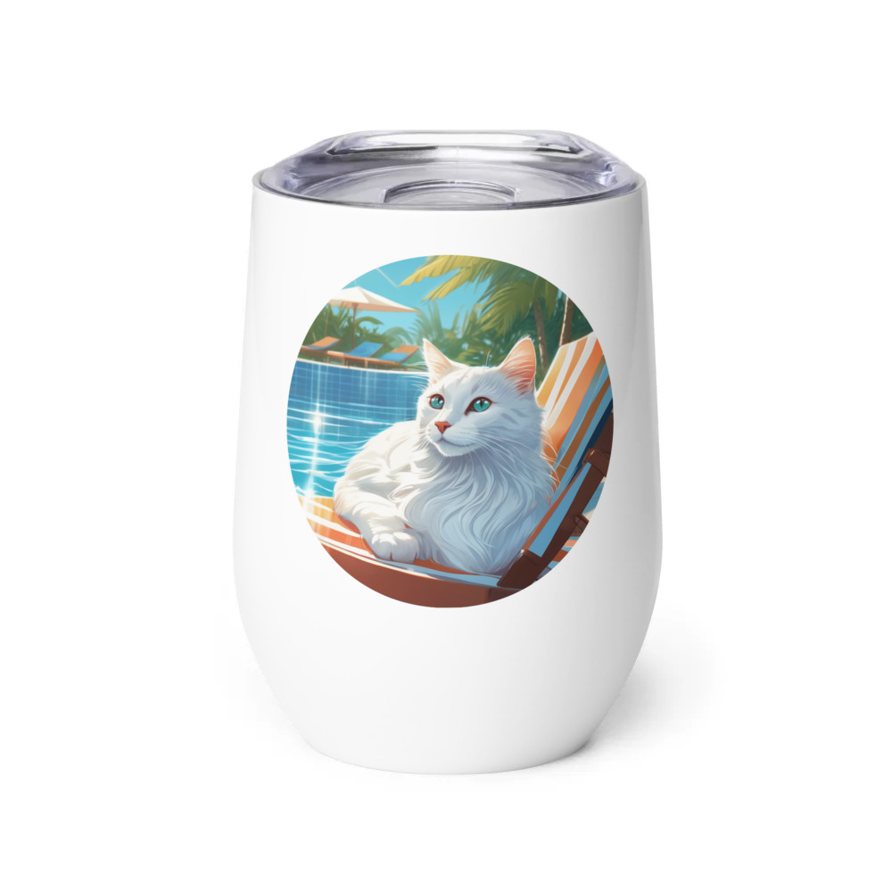 PugMug Custom White Companion Cat Wine Tumbler