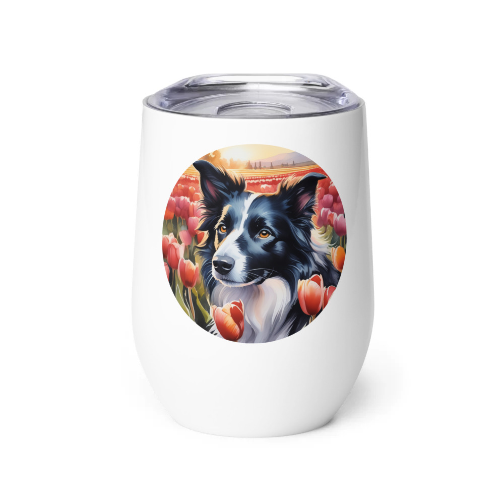 PugMug Custom Border Collie Wine Tumbler