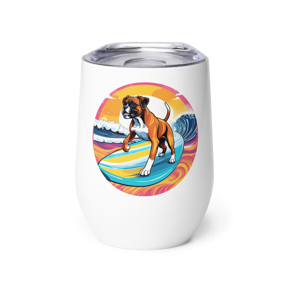 PugMug Custom Boxer Dog Wine Tumbler