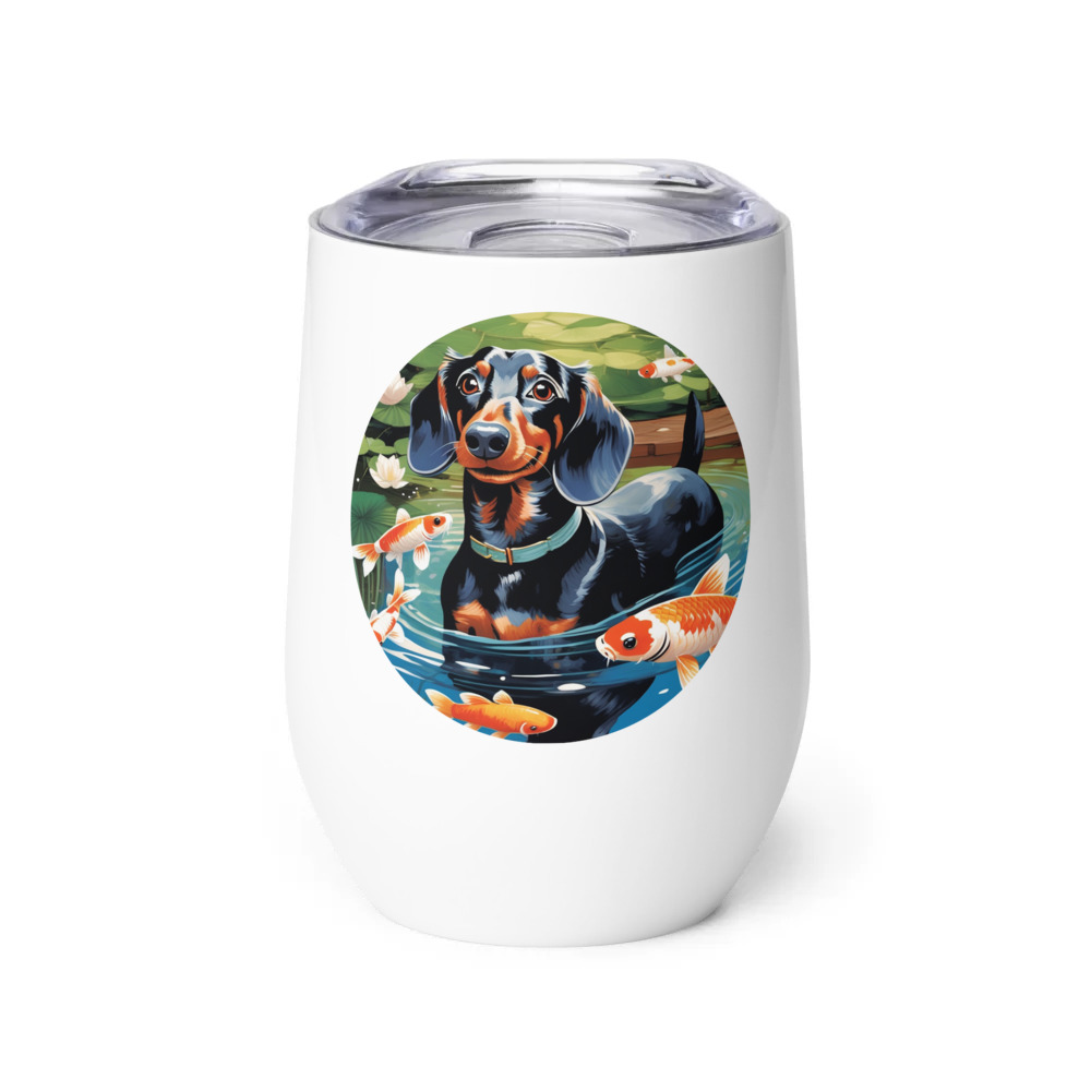 PugMug Custom Black Dachshund Wine Tumbler