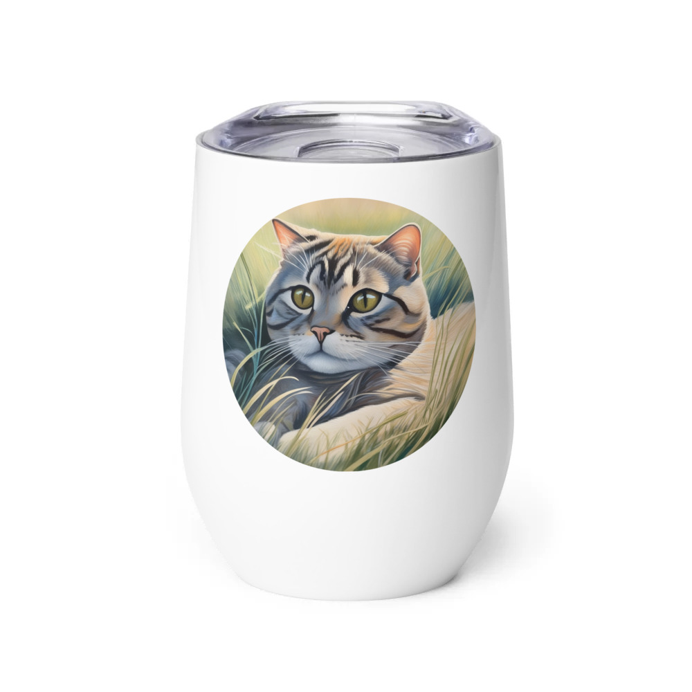 PugMug Custom Tabby Scottish Fold Cat Wine Tumbler