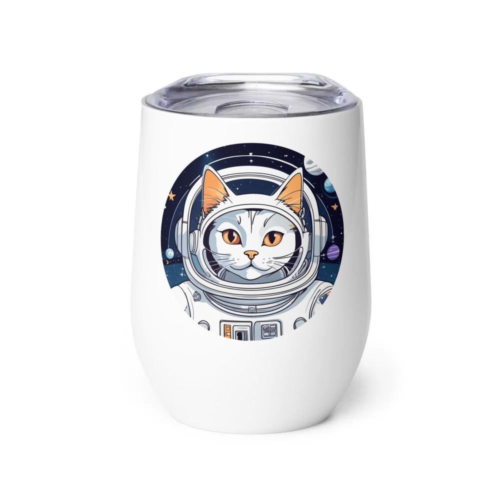 PugMug Custom White Companion Cat Wine Tumbler