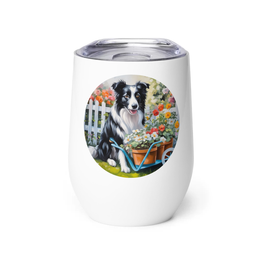 PugMug Custom Border Collie Wine Tumbler
