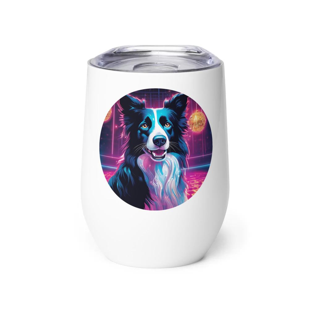 PugMug Custom Border Collie Wine Tumbler