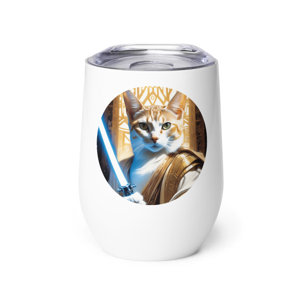 PugMug Custom White Abyssinian Cat Wine Tumbler