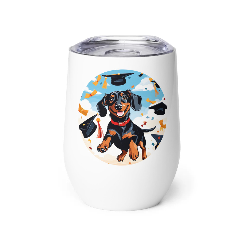 PugMug Custom Black Dachshund Wine Tumbler