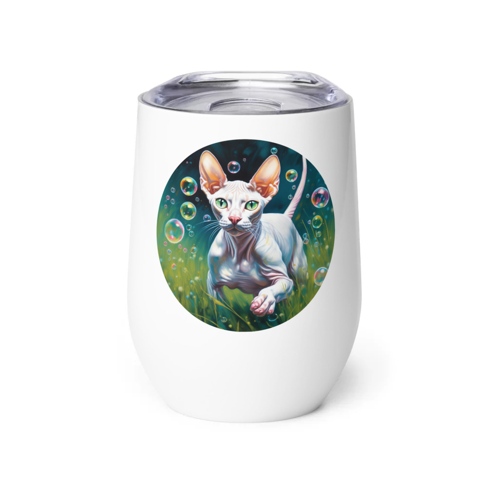 PugMug Custom White Sphynx Cat Wine Tumbler